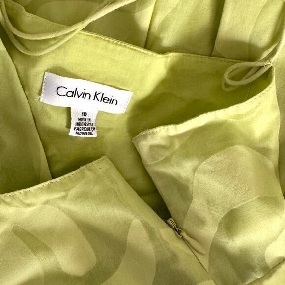 Calvin Klein Mini Sun Dress size 10 Green Fit Flared Spaghetti Straps Breezy - Picture 5 of 6